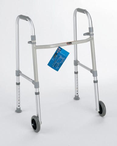 Complete Medical Mobility Products Walker, Dual Paddle Folding w/ 5" Wheels & Glides