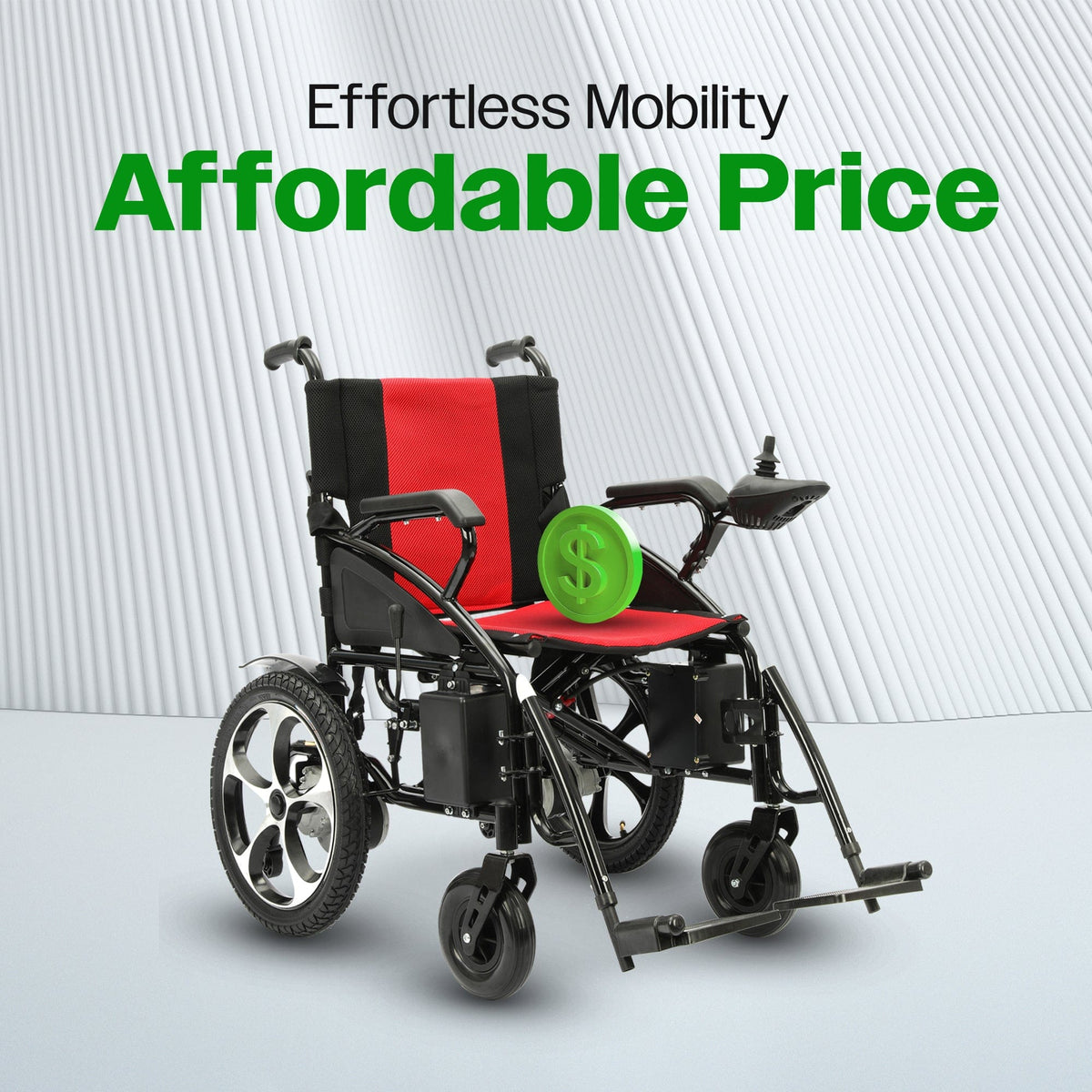 Fold & Travel Mobility WHEELCHAIR ARTEMIS (RED) - Folding Lightweight Electric Wheelchairs 265lbs -500W- 13Miles