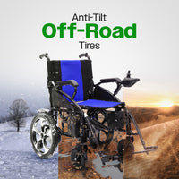Fold & Travel Mobility WHEELCHAIR ARTEMIS (BLUE) - Folding Lightweight Electric Wheelchair 265lbs - 500W- 13Miles