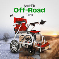 Fold & Travel Mobility WHEELCHAIR ARTEMIS PRO (Red)-Lightweight Foldable Electric Wheelchair 500W -12 miles