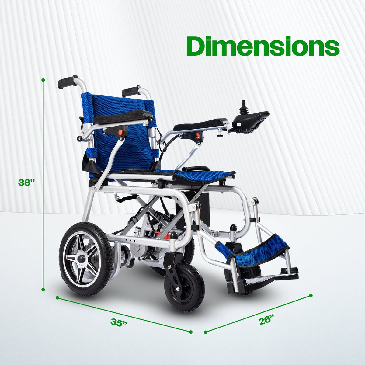 Fold & Travel Mobility WHEELCHAIR ARTEMIS PRO (Blue)-Lightweight Foldable Electric Wheelchair 500W - 12 miles