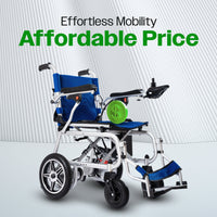 Fold & Travel Mobility WHEELCHAIR ARTEMIS PRO (Blue)-Lightweight Foldable Electric Wheelchair 500W - 12 miles