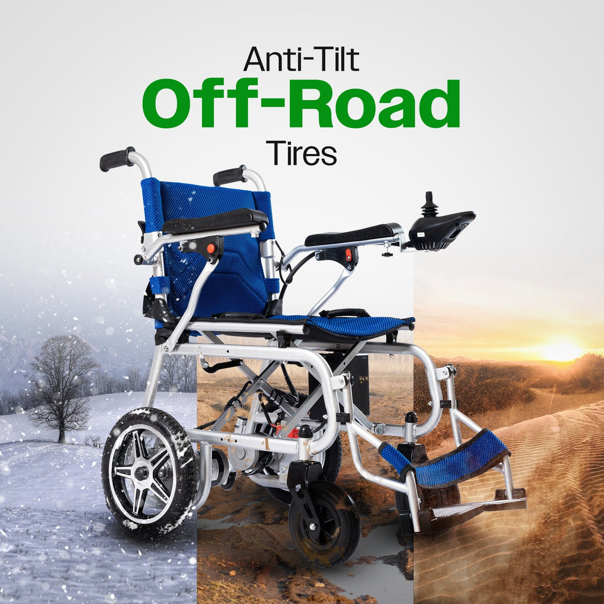 Fold & Travel Mobility WHEELCHAIR ARTEMIS PRO (Blue)-Lightweight Foldable Electric Wheelchair 500W - 12 miles