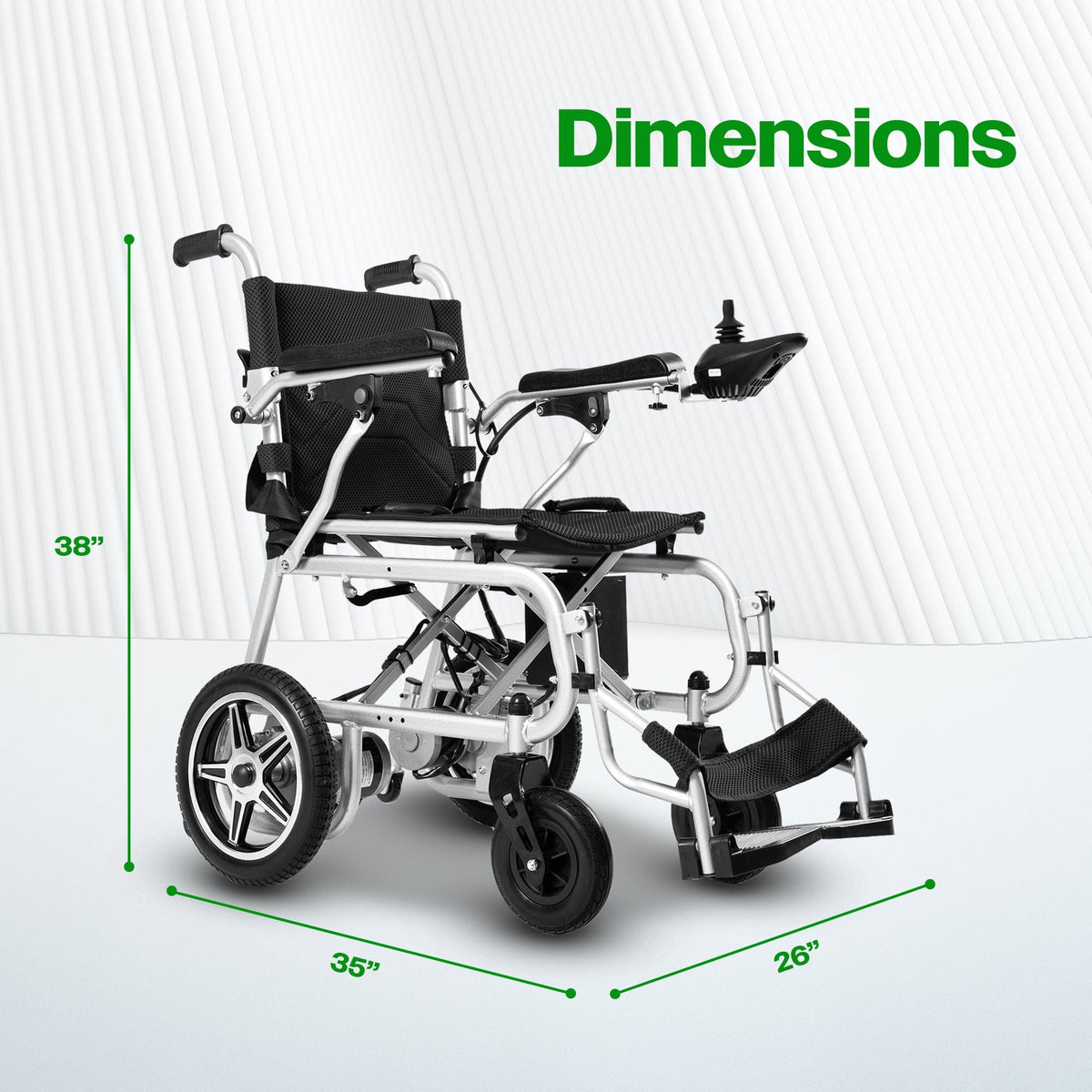 Fold & Travel Mobility WHEELCHAIR ARTEMIS PRO (Black)-Lightweight Foldable Electric Wheelchair 500W-12 miles