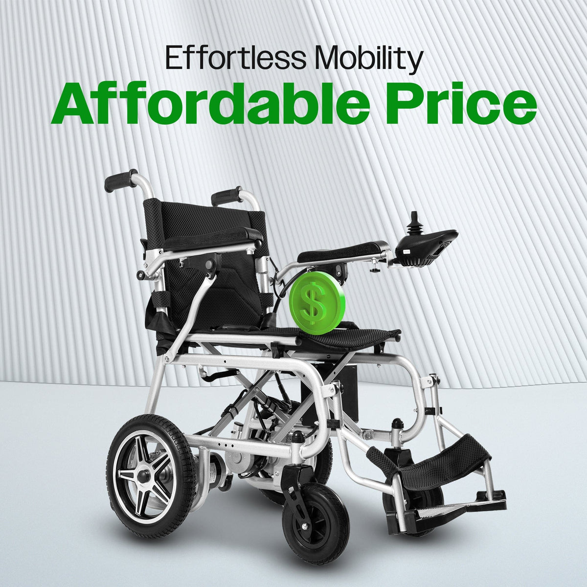Fold & Travel Mobility WHEELCHAIR ARTEMIS PRO (Black)-Lightweight Foldable Electric Wheelchair 500W-12 miles