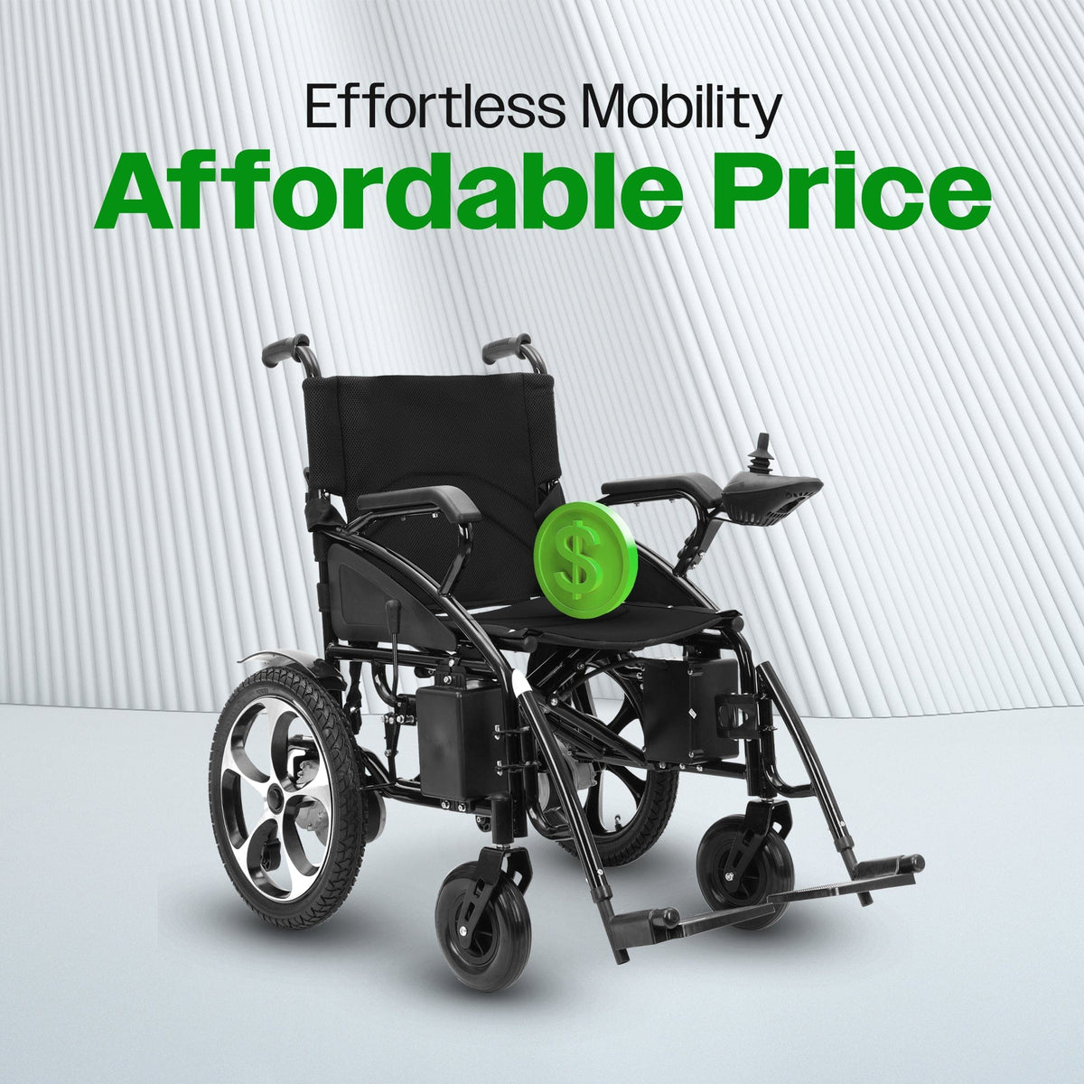 Fold & Travel Mobility WHEELCHAIR ARTEMIS (BLACK) Folding Lightweight Electric Wheelchairs 265lbs -500W- 13Miles