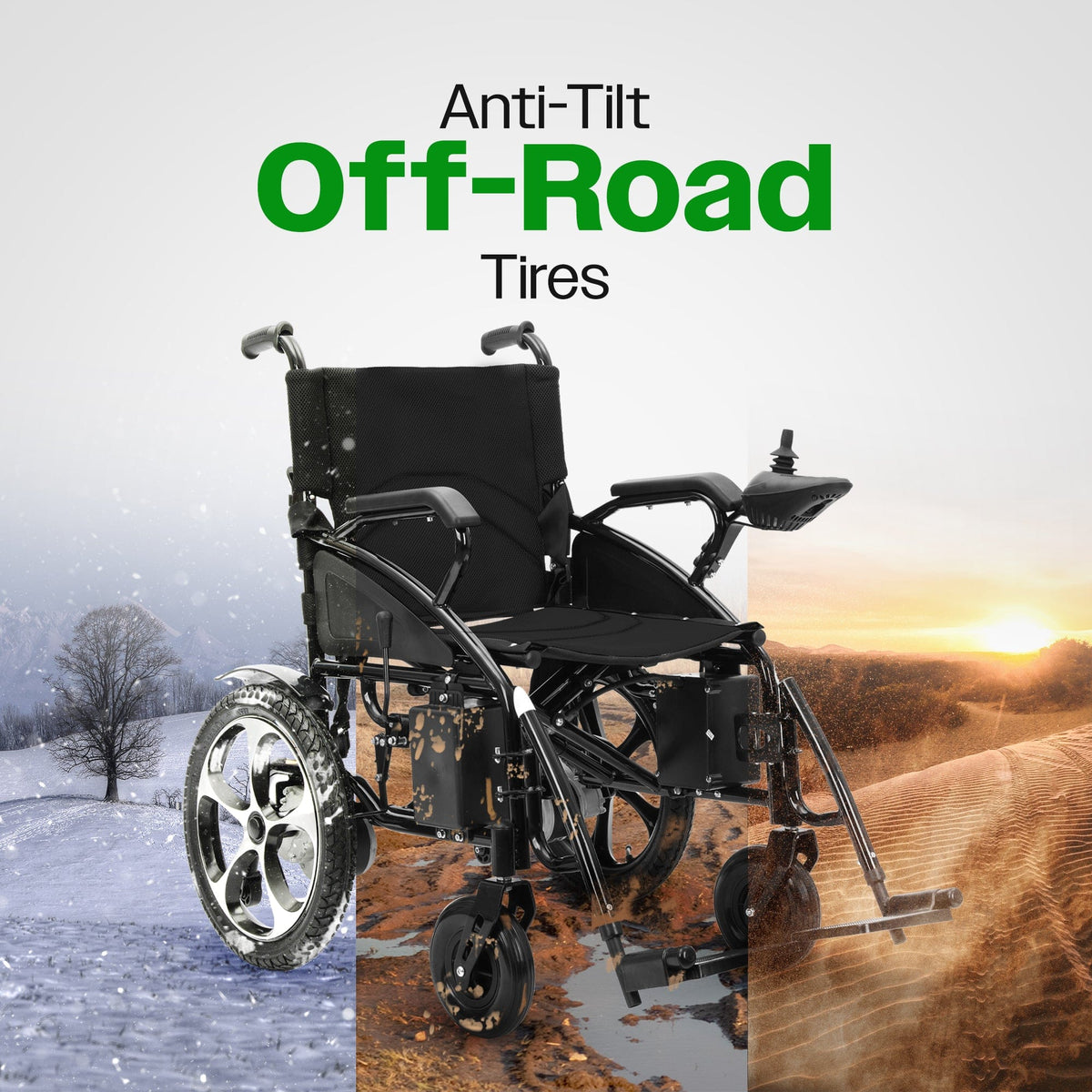 Fold & Travel Mobility WHEELCHAIR ARTEMIS (BLACK) Folding Lightweight Electric Wheelchairs 265lbs -500W- 13Miles