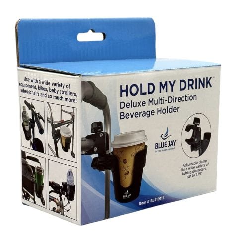 Complete Medical Mobility Products Hold My Drink Dlx Multi-Direct Beverage Cup Holder Blue Jay