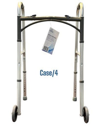 Complete Medical Mobility Products WALK WITH ME Folding Aluminum 2 Button Walker w/5"Wheels Cs4