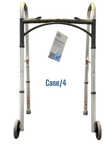 Complete Medical Mobility Products WALK WITH ME Folding Aluminum 2 Button Walker w/5"Wheels Cs4