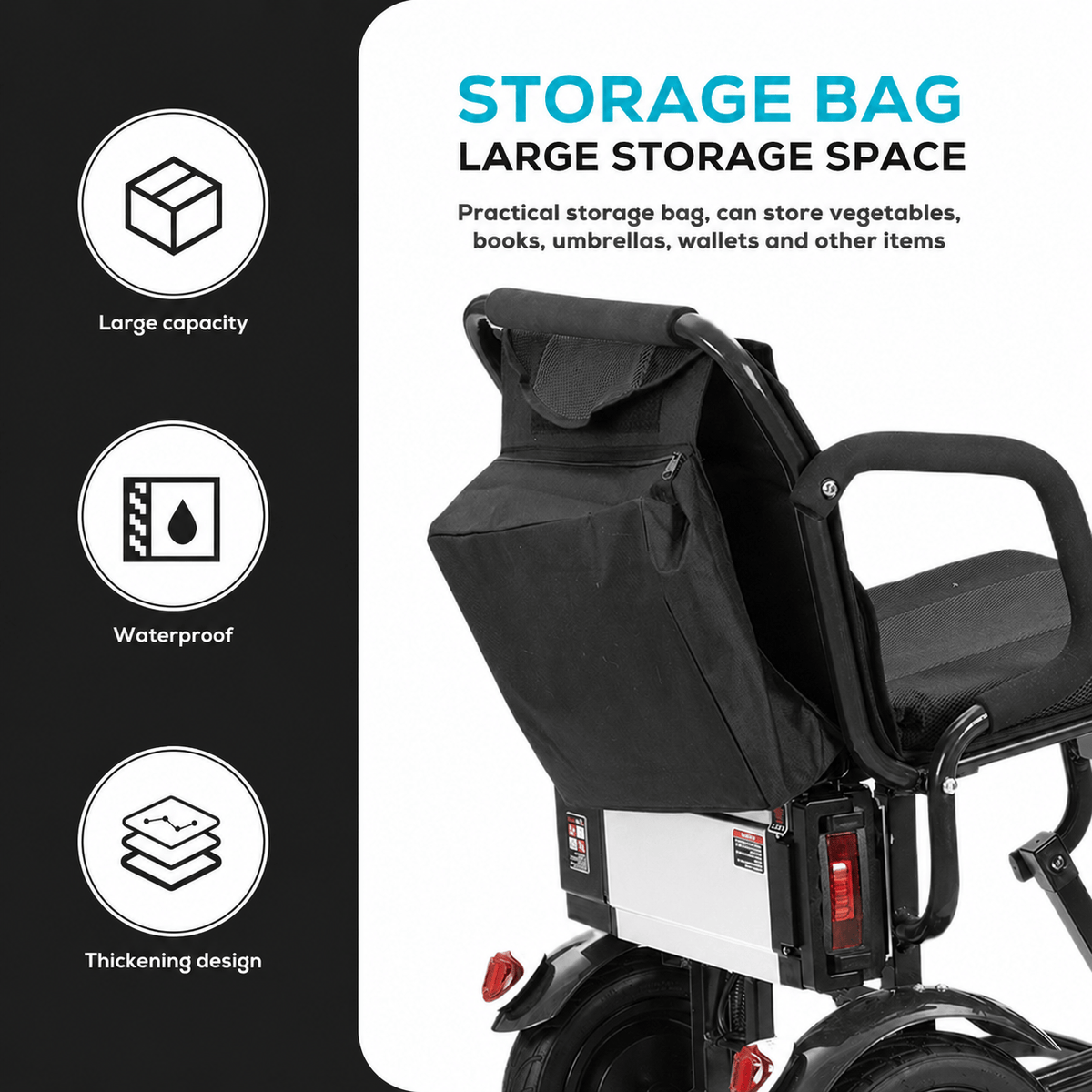 Fold & Travel Mobility WHEELCHAIR COUGAR (Black) Folding Electric Mobility Scooter 3 Wheel Lightweight Portable Power Travel Scooters