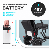 Fold & Travel Mobility WHEELCHAIR COUGAR (Black) Folding Electric Mobility Scooter 3 Wheel Lightweight Portable Power Travel Scooters