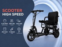 Fold & Travel Mobility WHEELCHAIR COUGAR (Black) Folding Electric Mobility Scooter 3 Wheel Lightweight Portable Power Travel Scooters