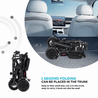 Fold & Travel Mobility WHEELCHAIR COUGAR (Black) Folding Electric Mobility Scooter 3 Wheel Lightweight Portable Power Travel Scooters