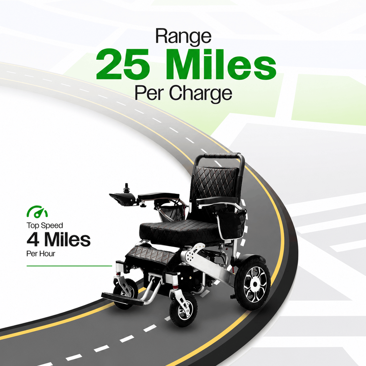 Fold & Travel Mobility WHEELCHAIR WOLF Black Folding Electric Wheelchair, 330lbs Capacity, 25mi Range