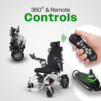 Fold & Travel Mobility WHEELCHAIR SHAWK (Silver)-Reclining Folding Lightweight Electric Wheelchair 500W Motor,330 lbs-25 miles