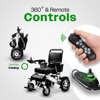 Fold & Travel Mobility WHEELCHAIR WOLF Black Folding Electric Wheelchair, 330lbs Capacity, 25mi Range
