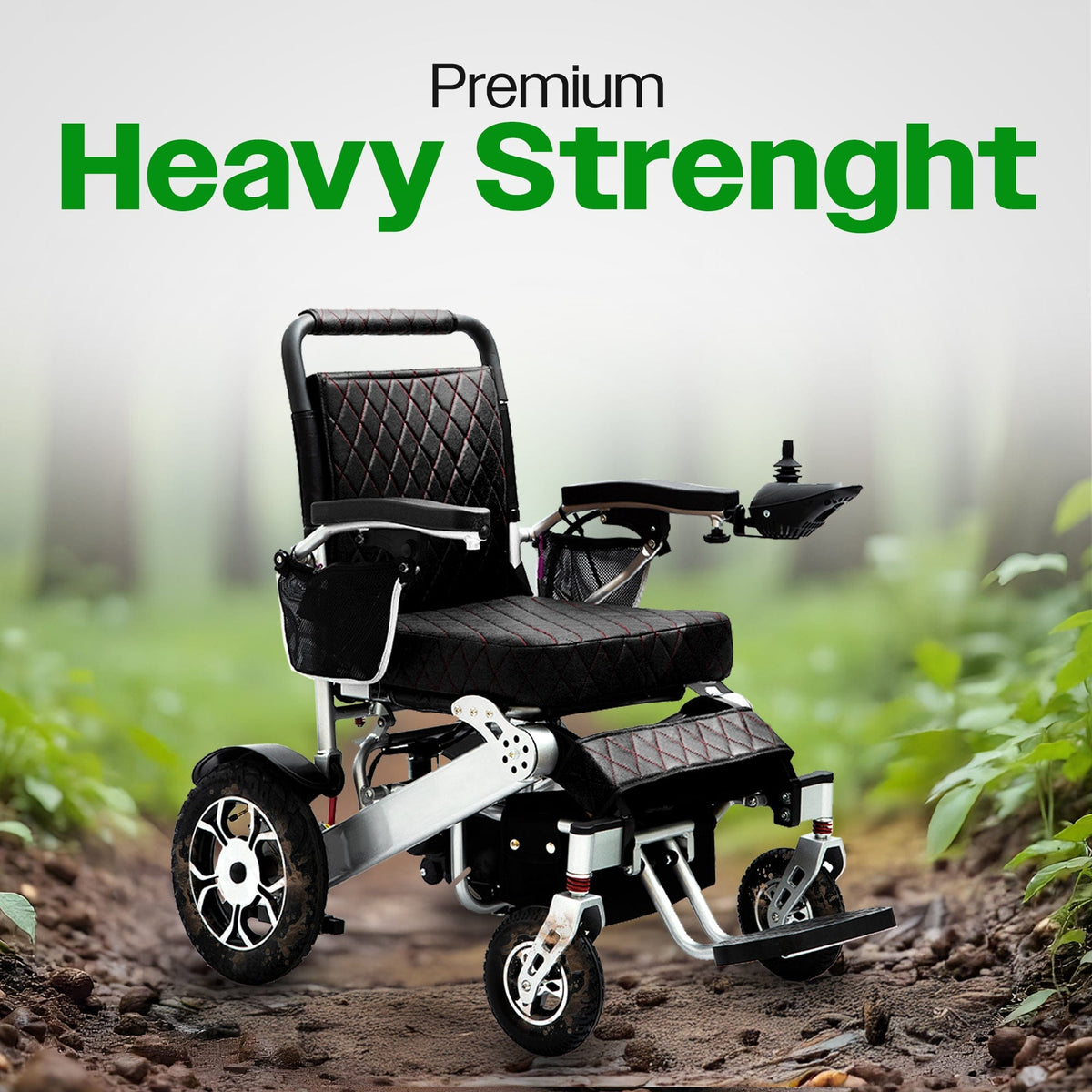 Fold & Travel Mobility WHEELCHAIR WOLF Black Folding Electric Wheelchair, 330lbs Capacity, 25mi Range