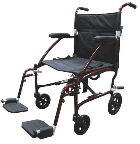 Complete Medical Wheelchairs & Accessories Fly-Lite Transport Chair Burgundy, 19"