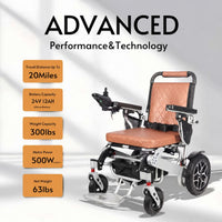 Fold & Travel Mobility WHEELCHAIR WOLF Remote- One Click Automatic Fold and Unfold (500W Motor Power) , Longer Range