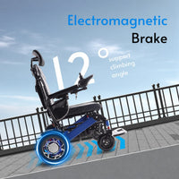 Fold & Travel Mobility WHEELCHAIR SHAWK (BLUE)-Reclining Folding Lightweight Electric Wheelchair 500W Motor,330 lbs-25 miles