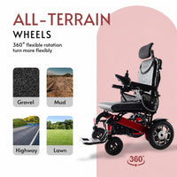 Fold & Travel Mobility WHEELCHAIR SHAWK (RED)-Reclining Folding Lightweight Electric Wheelchair 500W Motor,330 lbs-25 miles