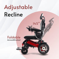 Fold & Travel Mobility WHEELCHAIR SHAWK (RED)-Reclining Folding Lightweight Electric Wheelchair 500W Motor,330 lbs-25 miles
