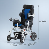 Fold & Travel Mobility WHEELCHAIR NORA-Kids Electric Wheelchair Aluminum Alloy Frame , Disabled Teenagers Foldable