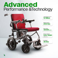 Fold & Travel Mobility WHEELCHAIR KANO( Red) - Foldable Electric Wheelchair, Travel Size, User-Friendly