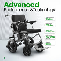 Fold & Travel Mobility WHEELCHAIR KANO (Black) -Foldable Electric Wheelchair, Travel Size, User-Friendly