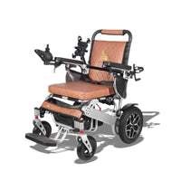 Fold & Travel Mobility WHEELCHAIR WOLF Brown Folding Electric Wheelchair, 330lbs Capacity, 25mi Range