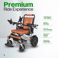 Fold & Travel Mobility WHEELCHAIR WOLF Brown Folding Electric Wheelchair, 330lbs Capacity, 25mi Range