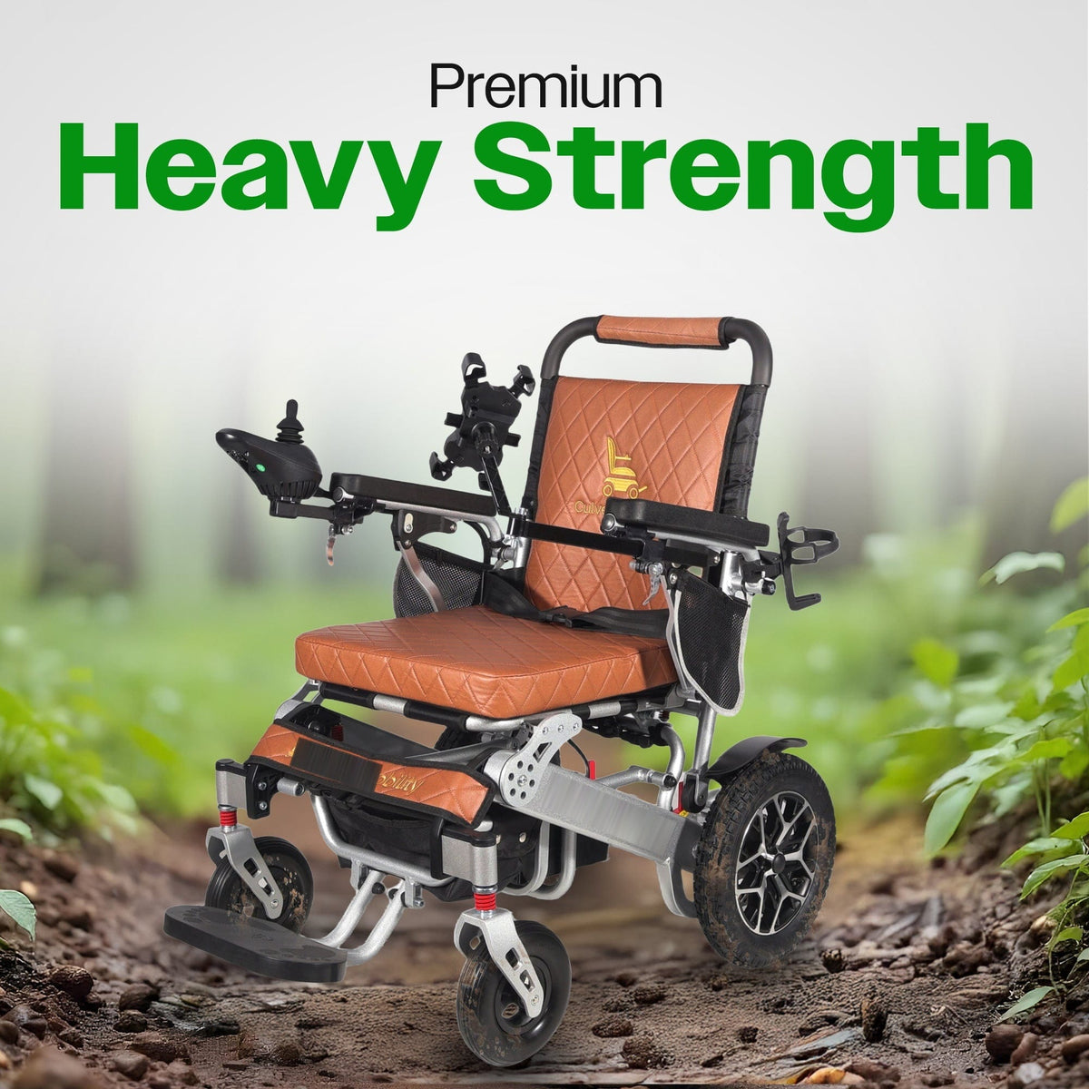 Fold & Travel Mobility WHEELCHAIR WOLF Brown Folding Electric Wheelchair, 330lbs Capacity, 25mi Range
