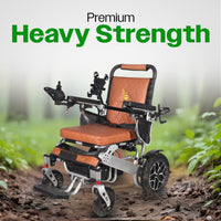 Fold & Travel Mobility WHEELCHAIR WOLF Brown Folding Electric Wheelchair, 330lbs Capacity, 25mi Range