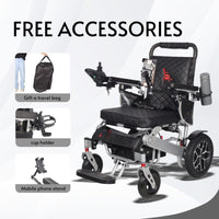 Fold & Travel Mobility WHEELCHAIR WOLF Black Folding Electric Wheelchair, 330lbs Capacity, 25mi Range