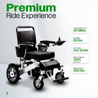 Fold & Travel Mobility WHEELCHAIR WOLF Black Folding Electric Wheelchair, 330lbs Capacity, 25mi Range