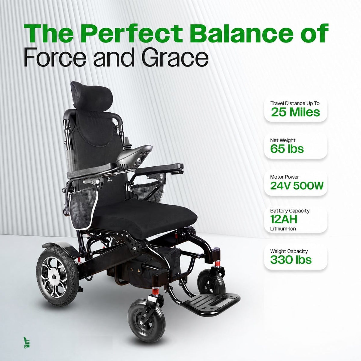 Fold & Travel Mobility WHEELCHAIR SHAWK (Black) Remote Control Lightweight Wheelchair