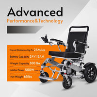 Fold & Travel Mobility WHEELCHAIR COBRA Folding Divisible Electric Wheelchair 300 Lb Capacity-500W- 14Miles