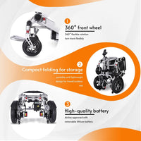 Fold & Travel Mobility WHEELCHAIR COBRA Folding Divisible Electric Wheelchair 300 Lb Capacity-500W- 14Miles