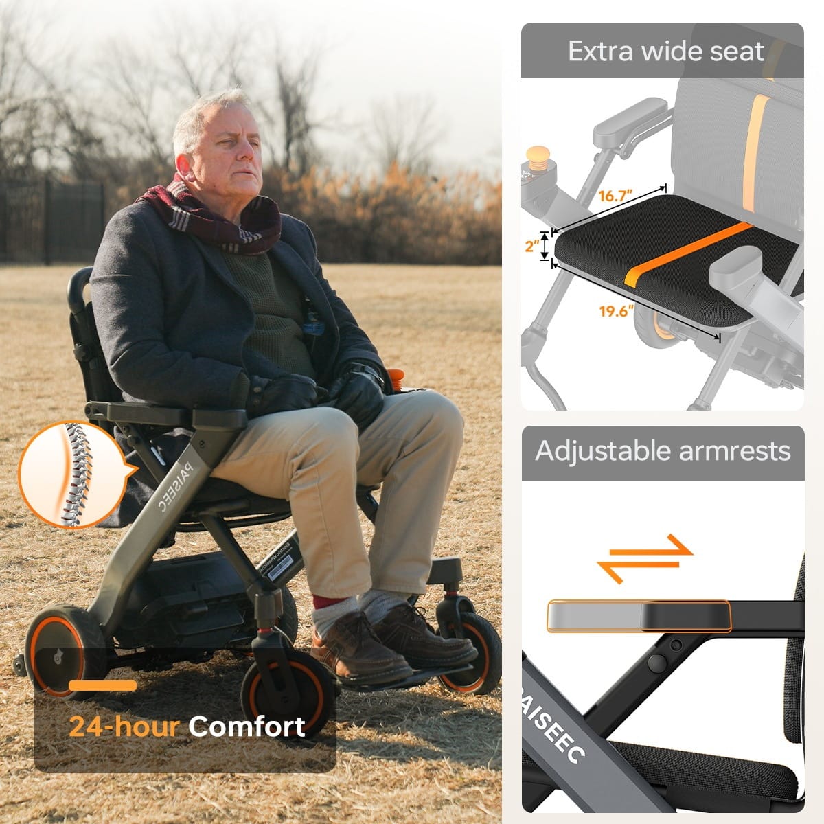 Fold & Travel Mobility Wheelchair Electric Wheelchair with Smart Walking Support | W1