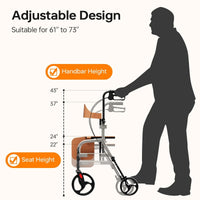 Fold & Travel Mobility Rollator 2 in 1 Rollator Walker R1