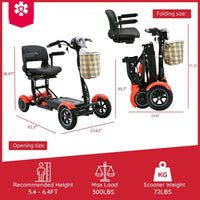 Fold & Travel Mobility Mobility Scooter Premium Wide Seat Smart Electric Wheelchair