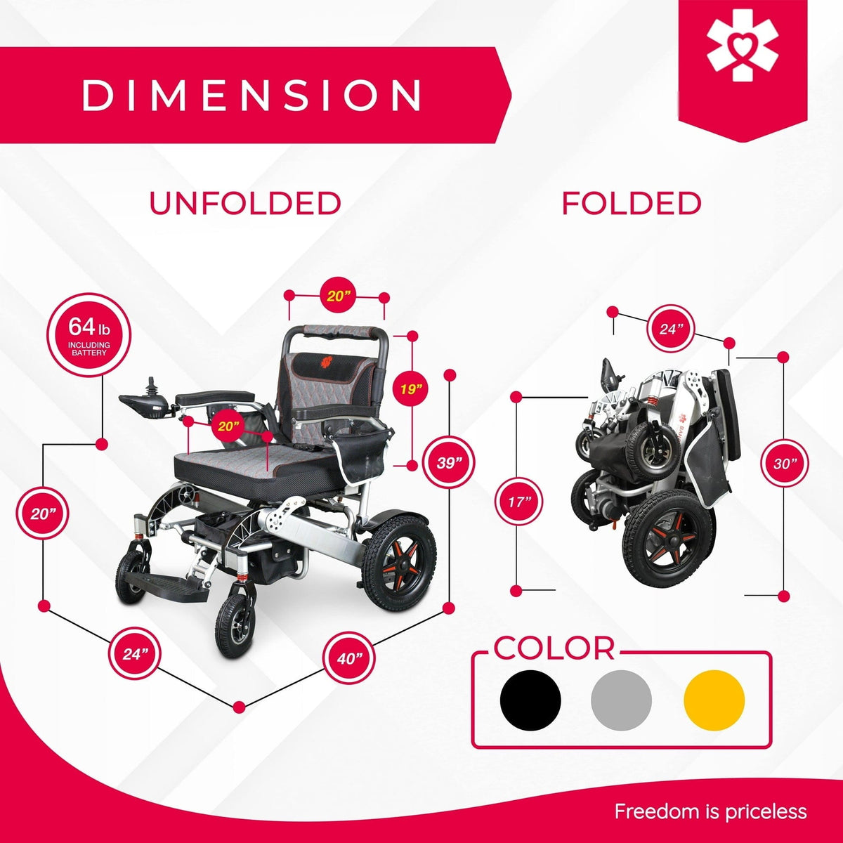 Fold & Travel Mobility Electric Wheelchair Mammoth Ergonomic All Terrain Compact Electric Wheelchair