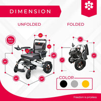 Fold & Travel Mobility Electric Wheelchair Mammoth Ergonomic All Terrain Compact Electric Wheelchair