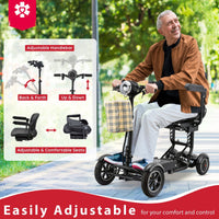 Fold & Travel Mobility Mobility Scooter 4 Wheel Collapsible Portable Electric Powered Wheelchair - Black color