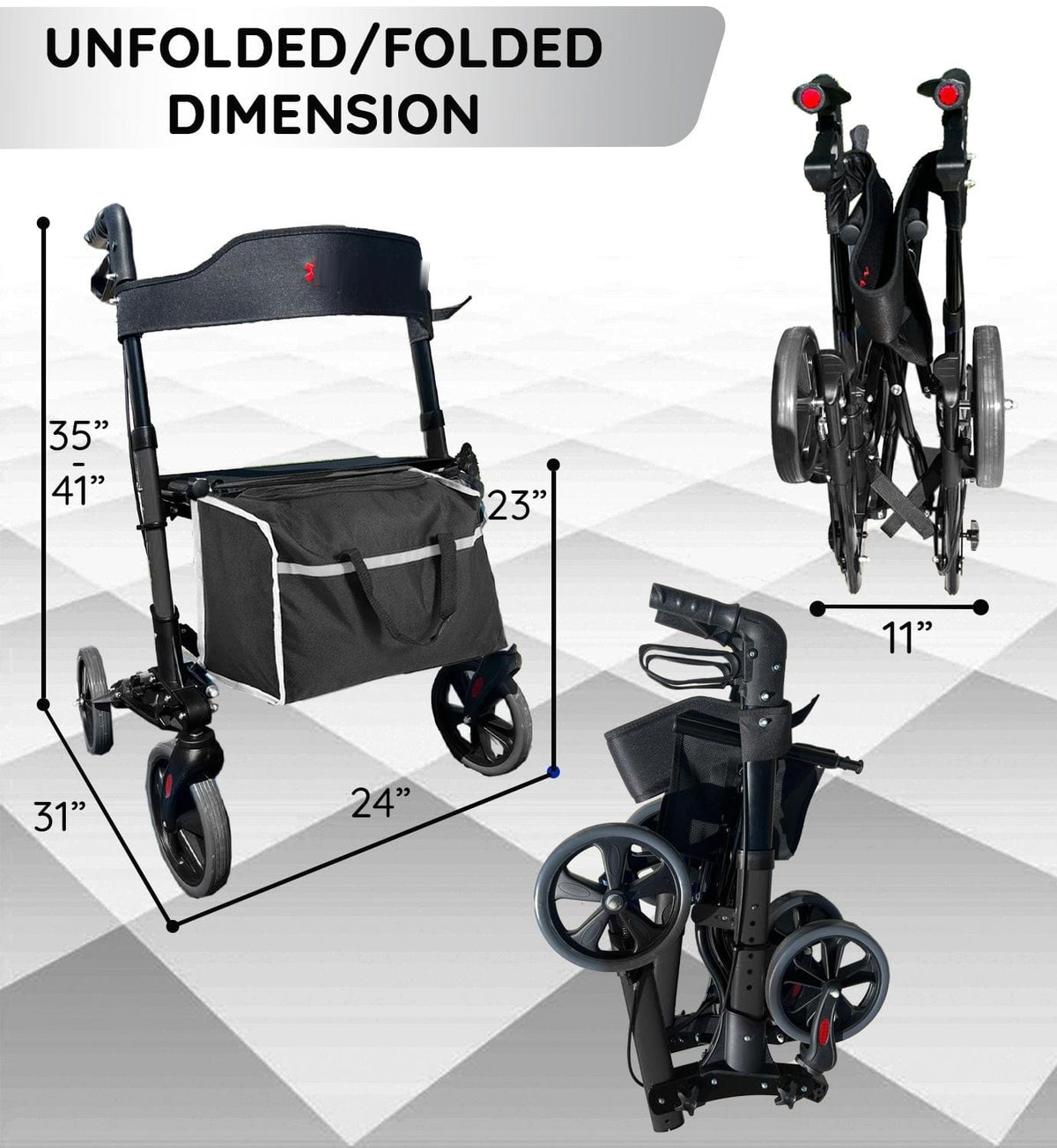 Fold & Travel Mobility Rollator Walker EasyCarryMate Rollator