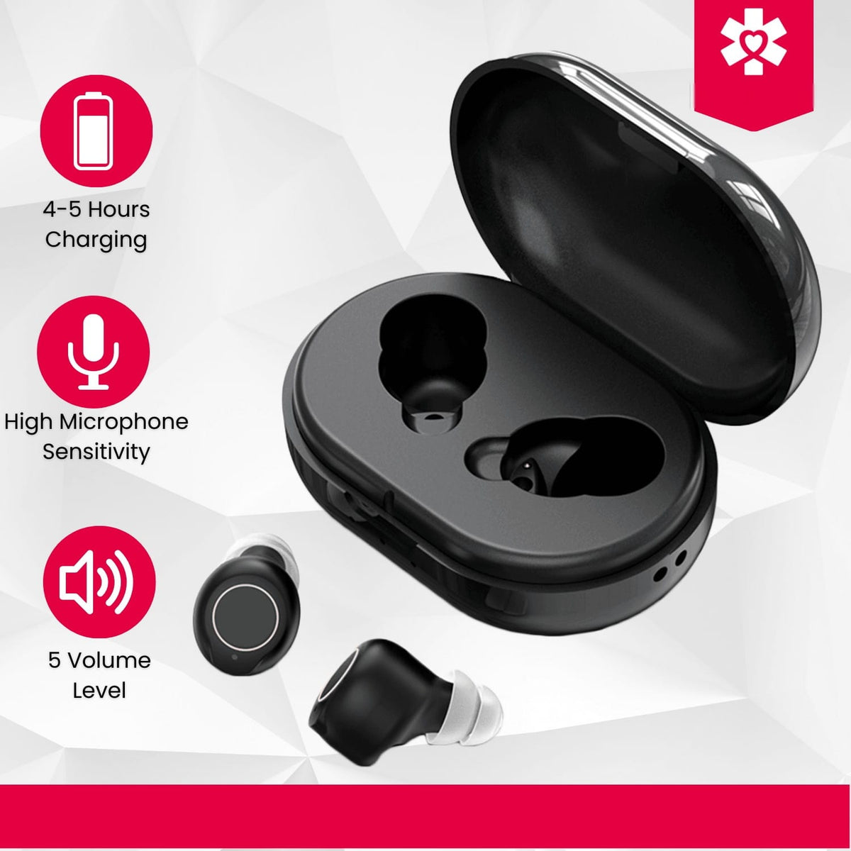 Fold & Travel Mobility Assisted Living Devices Rechargeable Over the Counter Hearing Amplifier