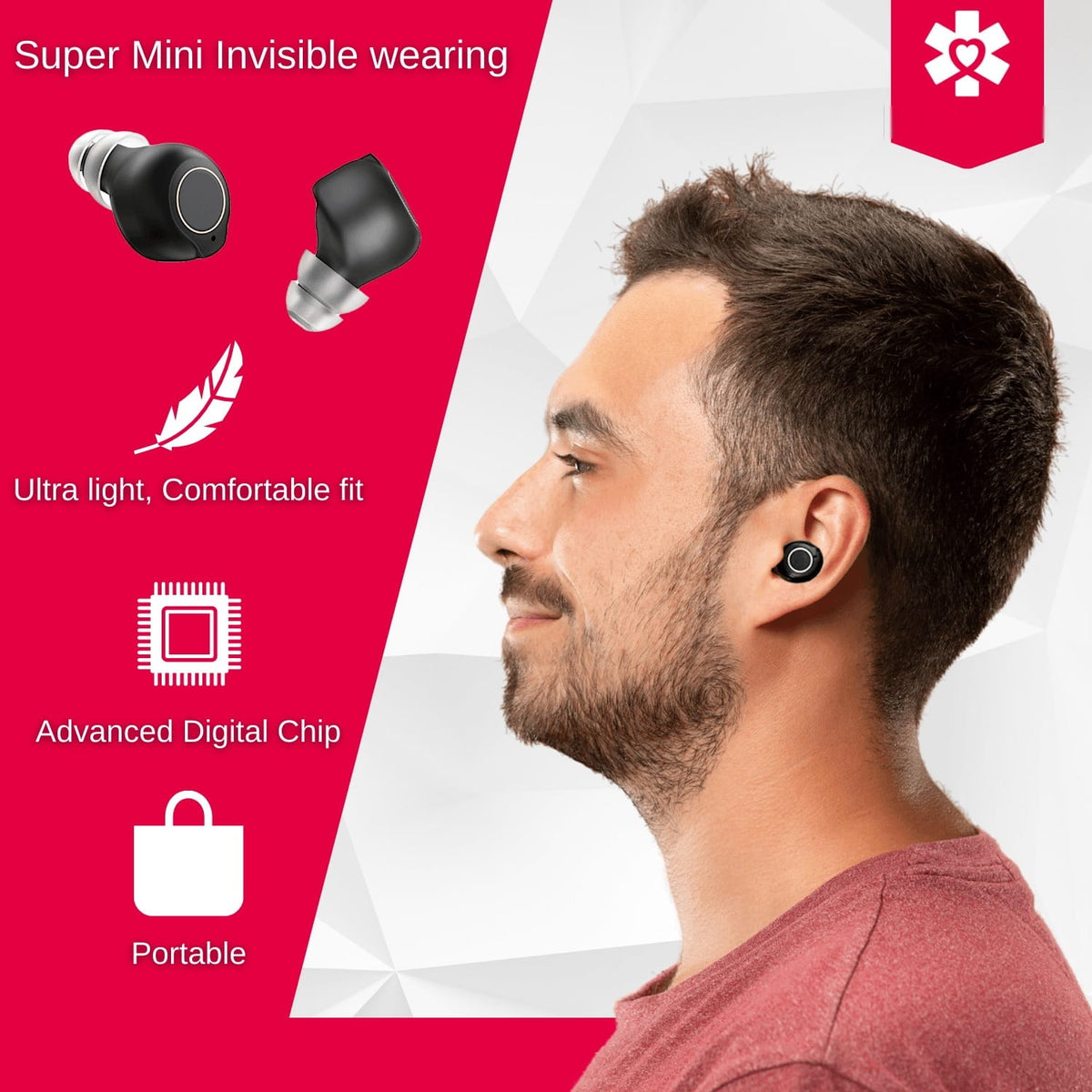 Fold & Travel Mobility Assisted Living Devices Rechargeable Over the Counter Hearing Amplifier
