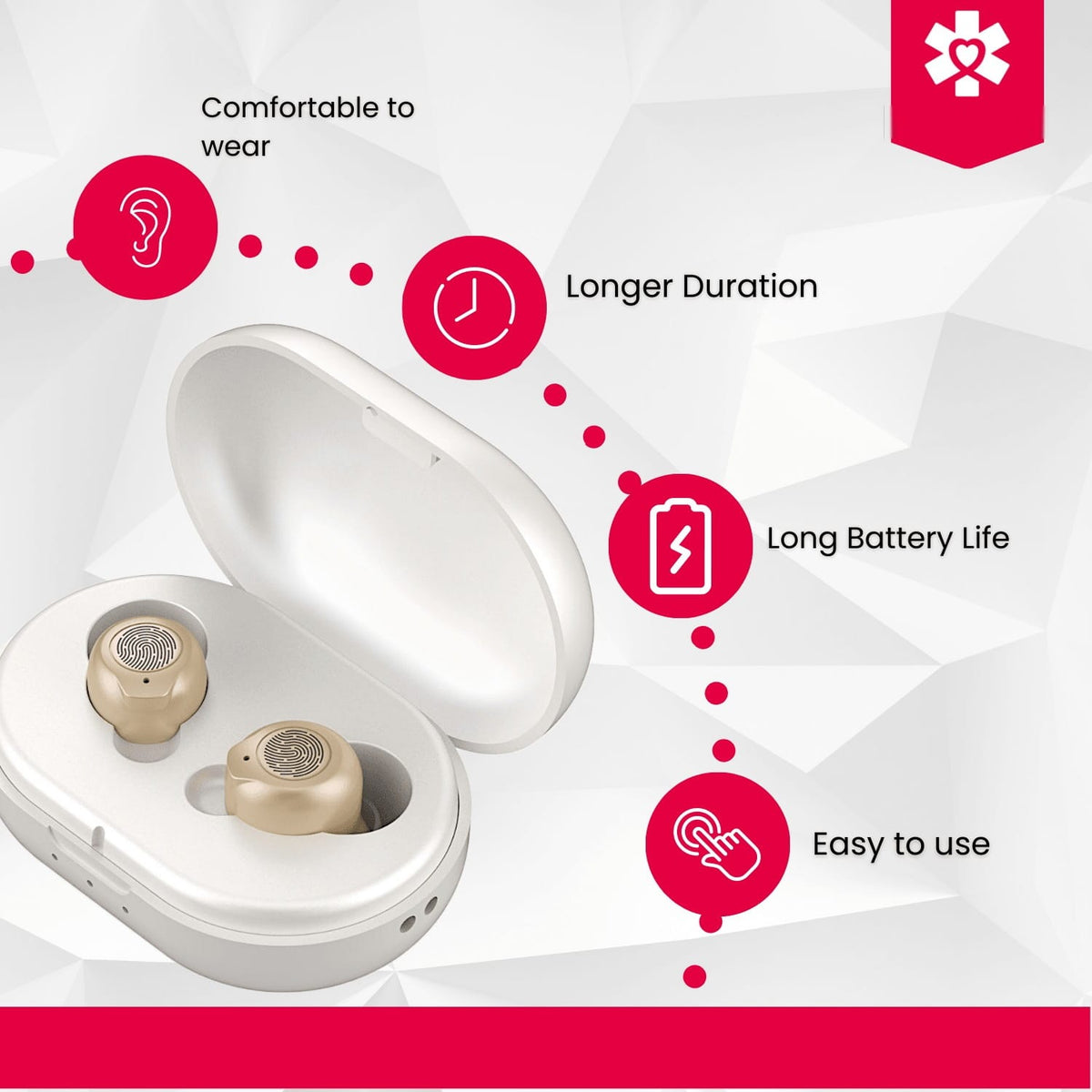 Fold & Travel Mobility Assisted Living Devices Rechargeable Over the Counter Hearing Amplifier