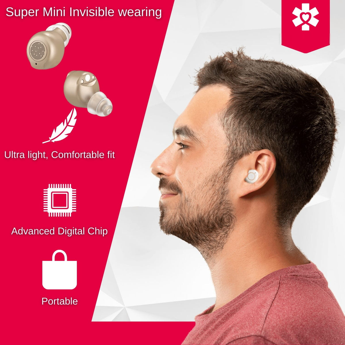 Fold & Travel Mobility Assisted Living Devices Rechargeable Over the Counter Hearing Amplifier